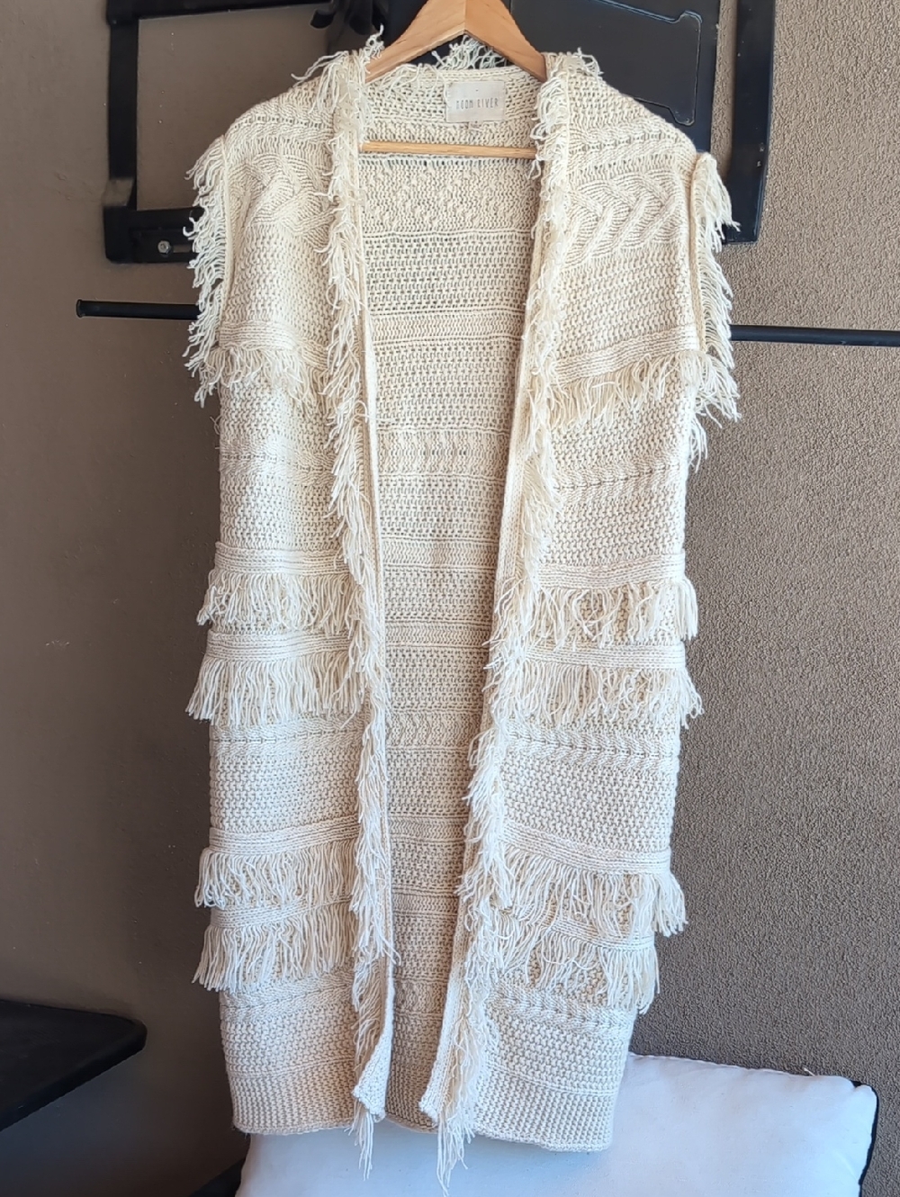 Moon River Cream Crochet Fringe Vest